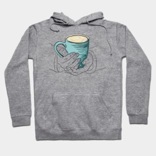 Cup of hot tea, cacao or coffee warming hands Hoodie